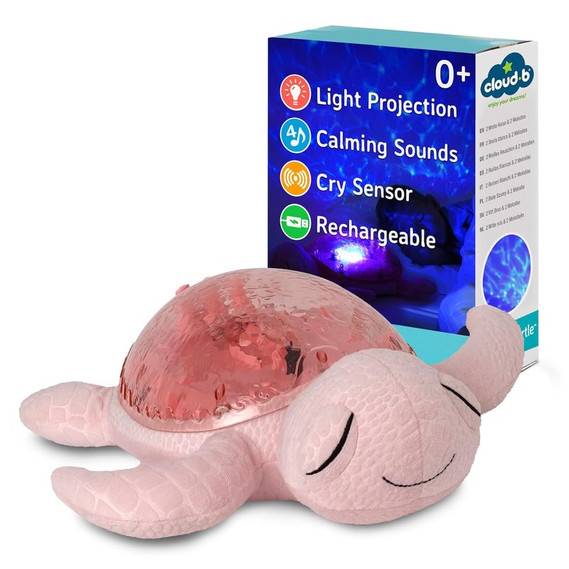 Cloud b ﻿﻿ Ocean Projector Nightlight with 2 White Noises & 2 Soothing Sounds | Adjustable Settings | Cry Sensor | Tranquil Turtle - Pink (Rechargeable) - Image 1